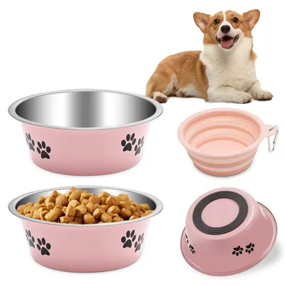 Immagine prodotto di Solidchoice - Ciotole per cani in acciaio inossidabile con fondo antiscivolo - 860 ml (set da 2)