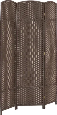 Image de HOMCOM Paravent intérieur en bois, 3 panneaux, 135 x 180 cm, séparateur de pièce pliable, pour salon, chambre à coucher, maison, marron