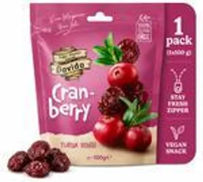 Produktbild von Dovido Cranberries 100 g getrocknet vegan glutenfrei Trockenfrüchte Snack