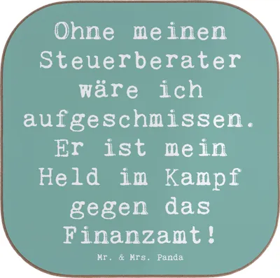 Produktbild von Mr. & Mrs. Panda Flaschenuntersetzer Spruch Steuerberater Held - Meeresbrise - Geschenk, Berufsalltag, Steuerchaos, gläseruntersetzer, Berufsprodukte, Untersetzer Gläser