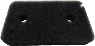 A black foam air filter with two circular holes.