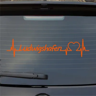 Produktbild von Heckscheibenaufkleber Ludwigshafen Herzschlag Puls Stadt Liebe 55x12 cm Orange Auto Aufkleber Sticker