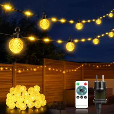 Lichtschnur 200 LEDs 32 m dimmbar IP65 warmweiß mit Fernbedienung