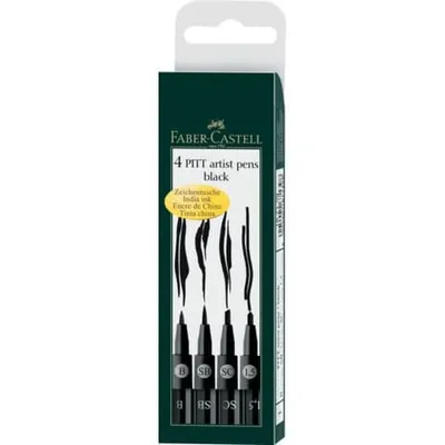 Produktbild von Tuschestift Pitt Artist Pen schwarz VE=4 Stück Kunststoffetui