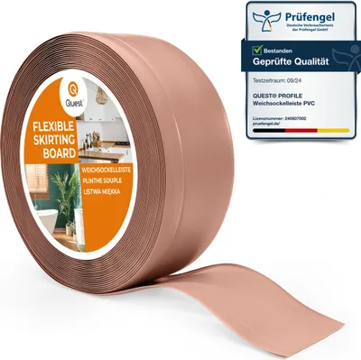 Obrázok produktu pre QUEST PVC soklová lišta 70x20mm, 5m, pružná, mäkká soklová lišta, sokel, svetlohnedá