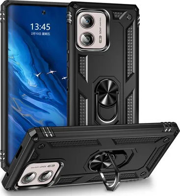 Image de Etui pour Motorola Edge Plus 2023 étui de protection militaire double couche avec support d'anneau et support noir