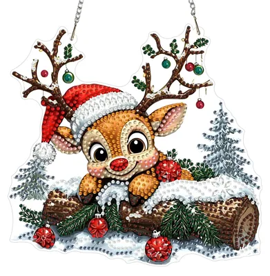 Diamond Painting Hänger mit Kette, Weihnachtsmotiv, 21x21 cm