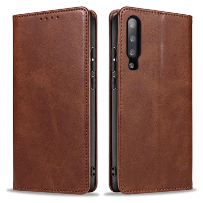 Produktbild von Handyhülle für Samsung Galaxy A70 / A70s Kunstleder Flip Cover Hülle Klapphülle Case Kartenfach Farbe: Dunkelbraun