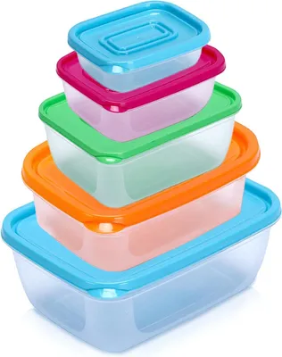 Produktbild von 5 Stück Frischhaltedosen Set Food Aufbewahrungsbox Gefrierdosen set Kunststoff Portion Box Stapelbar BPA-frei Luftdichte Vorratsdosen Küche Gefrierbehälter mit Deckel
