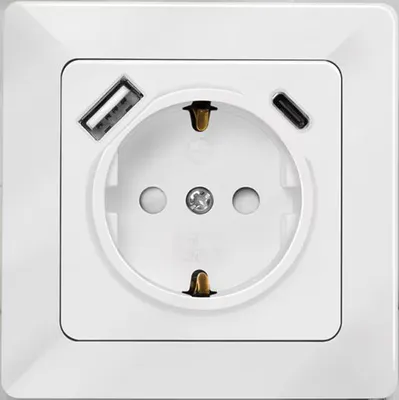 Obrázok produktu pre LogiLink PA0253 LogiLink zásuvka pod omietku, 1x USB-C, 1x USB-A, biela
