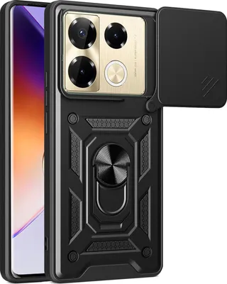 Obrázek produktu pro Pouzdro pro Infinix Note 40 Pro / Note 40 Pro+ 5G, TPU Nárazník Silikonové Pouzdro s Kroužkem Stojánek, Ochrana Kamery Černý
