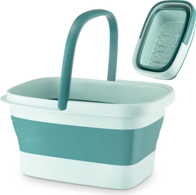 Produktbild von BUDDLEY® Fußbad - Fußwanne aus Kunststoff - Perfekt für Massagen, Pediküre und Entspannung - Perfekt für Zuhause (Faltbar, Grün)