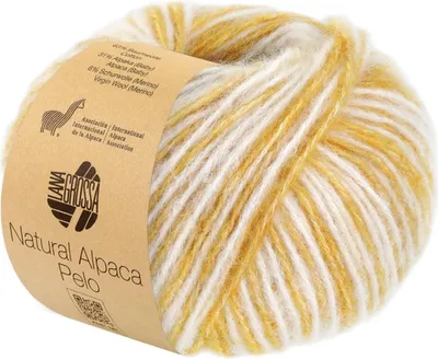 Produktbild von Lana Grossa NATURAL ALPACA PELO 50 g flauschige Netzgarnstruktur gefüllt mit Baby-Alpakafasern 125 m Farbe 206 - Rohweiß/Curry