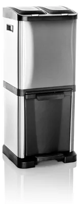 Image de hjh OFFICE Poubelle 32 litres CLEAN VII Poubelle à tri sélectif rectangulaire pour cuisine, bureau avec Step-On 78.0 x 32.0 x 32.0 cm