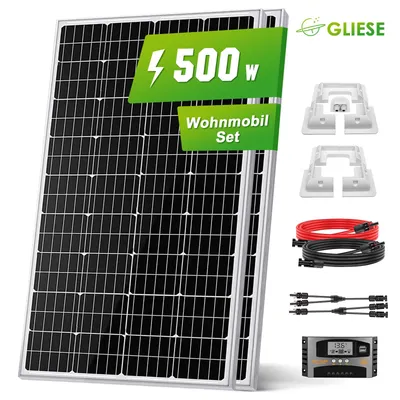 Produktbild von 500W Wohnmobil Set Solaranlage Komplettpaket Solarmodul Mit PV Halterung Camping