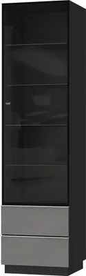 Produktbild von Furniture24 Vitrine Helio 05 Vitrinenschrank 50X195X48 Cm 1 Tür 2 Schubladen Weißes Glas/Weiß