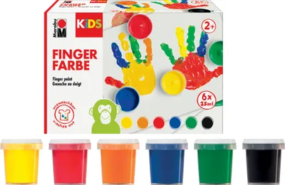Produktbild von Marabu KIDS Fingerfarbe 35 ml 6er Set farbig sortiert