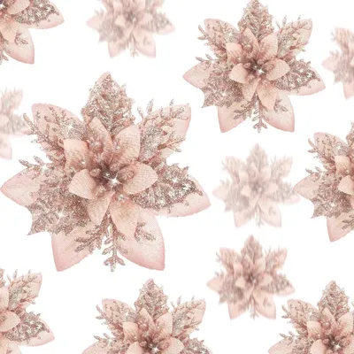 Image de 24 étoiles de Noël scintillantes, fleurs artificielles pour les fêtes de Noël, décorations florales, mariage