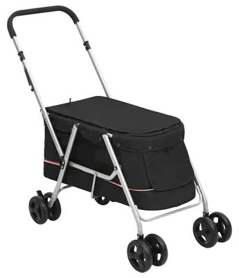 Obrázek produktu pro vidaXL Kočárek pro psy skládací černý 100x49x96 cm Plátěná tkanina