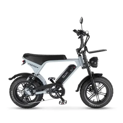 Produktbild von OUXI V8 Ultra Mini Elektrisches Fatbike – Alarmanlage – 16 Zoll – 250W Motor – 7 Gänge – 50 km Reichweite – Mechanische Scheibenbremsen – Hellgrau