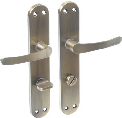 Produktbild von Aqbau® Türdrückerset Langschild Patina | Türdrücker | Türklinke |  Türgriffe Eco (WC Badtüren)