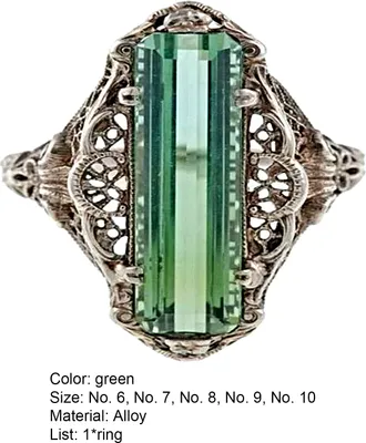 Produktbild von Damen-Ring, aushöhlen, grüner Zirkonia, Schmuck, Vintage-Fingerring für Hochzeit, Party, Bankett, Geburtstag-Grün,US 9