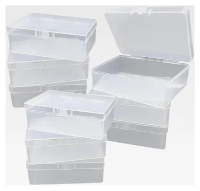 Produktbild von 9 Stück 10 x 7 x 3,5 cm transparente Plastikboxen mit Deckel, rechteckige Kunststoffbehälter für Kunstbedarf und Kleinteile