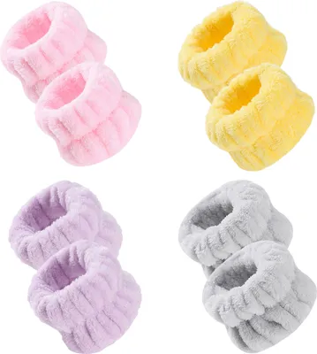 Immagine prodotto di 4 paia di fasce per il lavaggio dei polsi a ventosa - Fasce colorate e assorbenti per il viso