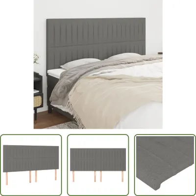 Produktbild von The Living Store Kopfteile 4 Stk. Dunkelgrau 90x5x78/88 cm Stoff