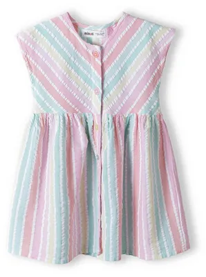 Minoti Jerseykleid Rosa/Türkis für Mädchen, Vorderansicht 2