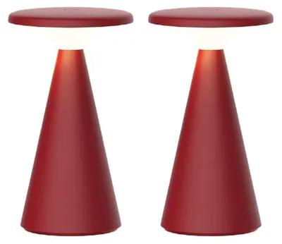 Image de Luxus Europe - Lampe de table Zakynthos - Lot de 2 - Bordeaux - Lampe de table d'extérieur sans fil – Rechargeable