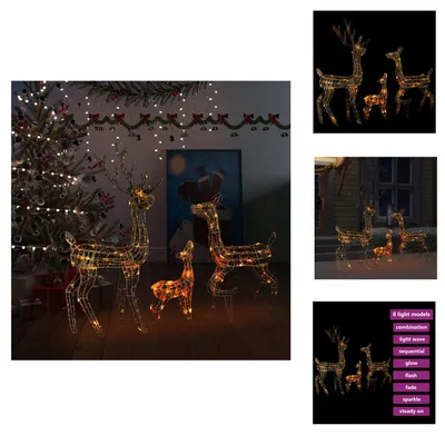 Productafbeelding van vidaXL LED-rendierfamilie kerstdecoratie, acryl, 300 LED-lampjes - kerstverlichting