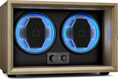 Produktbild von Klarstein Brienz 2 Uhrenbeweger – Leiser Uhrenbeweger Für 2 Uhren In Holzoptik Mit 4 Rotationsmodi & LED-Beleuchtung, Memory-Schaumstoffkissen, USB-Betrieb