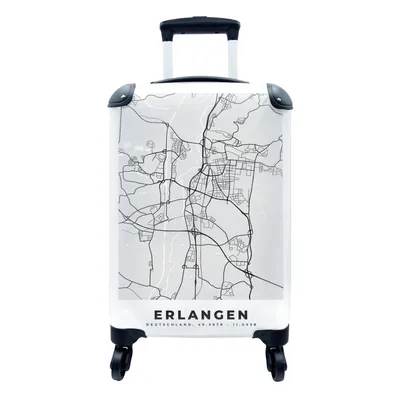 Produktbild von MuchoWow® Koffer Handgepäck Trolley Rollkoffer Kleine Reisekoffer mit 4 Rollen - Deutschland - Stadtplan - Erlangen - Karte - Cabin Size < 55x40x23 cm & 55x40x20 cm - Fotokoffer - Kabinenkoffer - Boardgepäck - Reise-Box - Reisekoffer - Reisegepäck - Koffer mit Bild - Trolley für Kinder