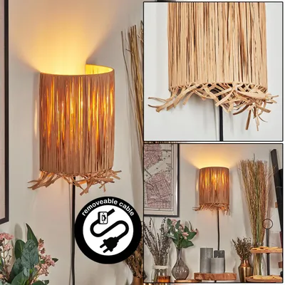 Produktbild von Castelvetrano Wandlampe aus Metall/Bast in Schwarz/Natur