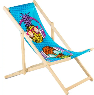 Image de Chaise longue classique en bois de hêtre Outdoor avec votre propre impression Graphique Publicité