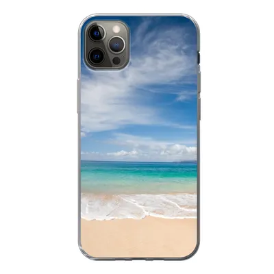 Produktbild von MuchoWow® Handyhülle Schutzhülle Hülle für iPhone 12 Pro Max Ein tropischer Strand auf Hawaii, an dem die Wellen an Land gespült werden Silikon Softcase Handy Hülle - Hartschale