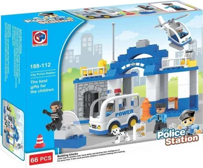 Produktbild von Große Klemmbausteine Polizei-Station Set mit Figuren, 66 Teile