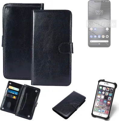Produktbild von K-S-Trade 360° Hülle kompatibel mit Gigaset GS195 schwarz Kunstleder Case BookCase WalletCase Kunstlederederhülle Handyhülle, Rundumschutz Bumper