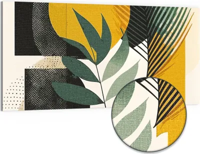Produktbild von DEQORI Hybrid Leinwand Bild 100x50 cm 'Geometrische Natur' Wandbild Glas flach modern