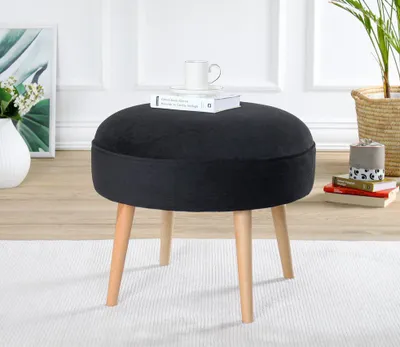 Image de Hanah Home, Romley - Noir, pouf, 100 % BOIS DE HÊTRE, noir, 52 x 52 x 44 cm