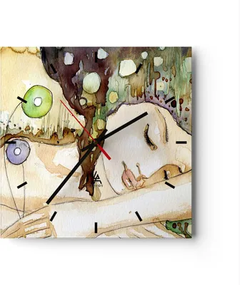 Produktbild von Wanduhr - Quadrat - Glasuhr - Frau modern - 40x40cm - Schleichendes Uhrwerk - Lautlos - zum Aufhängen bereit - Dekoration Modern - Wanddekoration aus Glas - C3AC40x40-3553