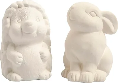 Immagine prodotto di Salvadanai per animali, riccio e coniglio, H 10 cm, bianco, 2 pezzi.