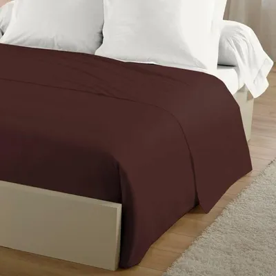 Image de LOVELY HOME Drap de lit 100 % coton 180 x 290 cm - 1 personne - Marron
