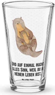 Produktbild von Mr. & Mrs. Panda Glas Otter Kind - Transparent - Geschenk, Trinkglas, Familie, Cocktailglas, Baby, Wasserglas, Tumbler, Tochter, Bierglas, Mutter, Mama