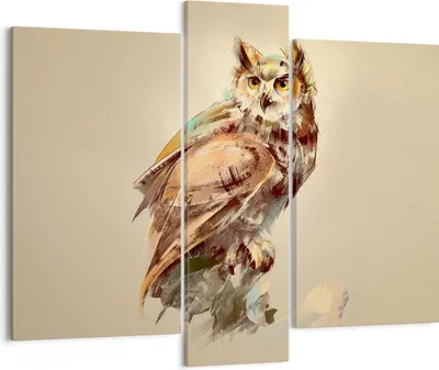 Produktbild von Bild auf Leinwand - Leinwandbild - Eule Vogel Natur - 95x80cm - Wand Bild - Wanddeko - Wandbilder - Leinwanddruck - Bilder - Kunstdruck - Wanddekoration - Leinwand bilder - Wandkunst - CB95x80-3856