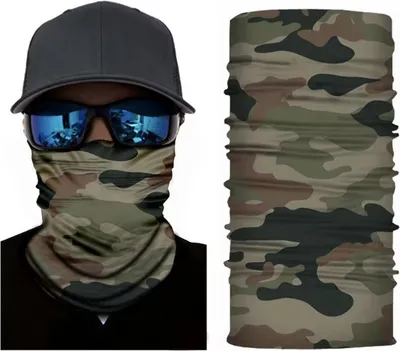 Productafbeelding van CHPN - Halswarmer - Gezichtsmasker - Sjaal - Camouflage - Bandana - Warme halsbeschermer - Olijfgroen - Trendy halswarmer - Motorfietsmasker