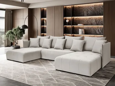 Produktbild von Kaiser Möbel Ecksofa, Sofa U form, Couch U form Hannover  U stoff Castel Ecru