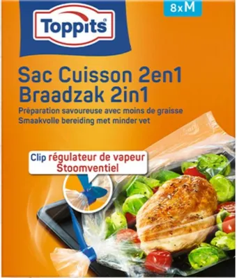Image de Toppits 2In1 Sacs à rôtir et à cuire à la vapeur M 8 pièces