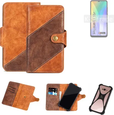 Produktbild von K-S-Trade Handyhülle Schutzhülle Bookstyle Case Wallet-Case kompatibel mit Huawei Y6p Cover Klapphülle Kantenschutz Smartphone dunkelbraun braun 1x